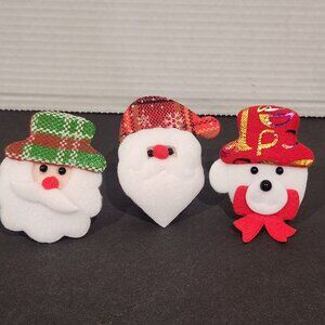 3-Christmas Themed Slap Bracelets Santa & Snowman Felt Red Band Kids Elf Gifts
